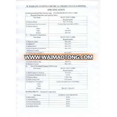 GRANULATED BLAST FURNACE SLAG POWDER IN CEMENT/GGBS/GGBFS